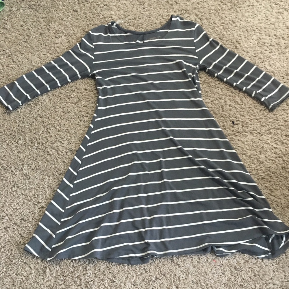 Grey and White Striped Arizona Flowy Dress